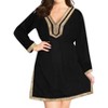 LA LEELA Women's Summer Bathing Suit Cover-up Holiday Beachwear Mini Swim Suit Loose Beach Dress Short Swim Shirt X-Large-XX-Large Black, Solid - 2 of 4