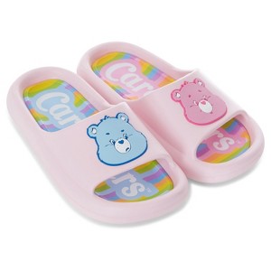 Ladies Care Bears Comfort Slides - Ladies Classic Care Bears Comfort Foam Slide Sandals - Cheer Friend Funshine Good Luck Slip On Slides (Pink, 7) - 1 of 4