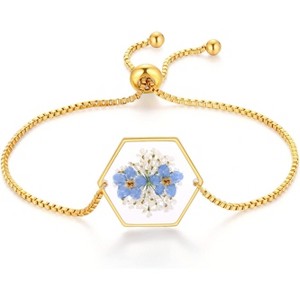 Pressed Wildflower Bracelet | Pressed Flower Bracelet | Gold/Silver Pressed Flower Jewelry | Personalized Handmade Jewelry - 1 of 4