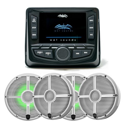 Wet Sounds WS-MC-2 Marine Radio & 2 Pairs RECON 6 XW-W 60W RMS 6.5" Speakers