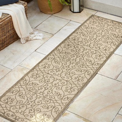 Madrid Beige and Brown Geometric Indoor/Outdoor Runner Rug