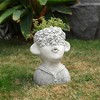 LuxenHome Gray MgO Kissing Flower Child Bust Planter - 2 of 4