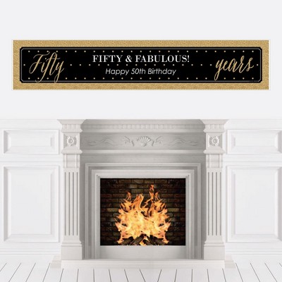 Big Dot of Happiness Chic 50th Birthday - Black and Gold - Happy Birthday Decorations Party Banner