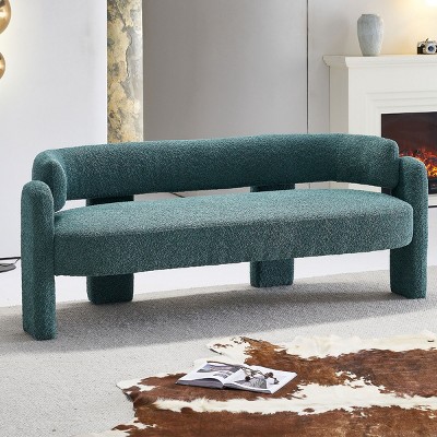 Boucle Sofa for Living Room, Wide Loveseat with Rounded Frame with Vertical Backrest, Soft Textured Upholstery Sofa with Wood Frame-Baofuwish