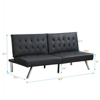 NicBex Couches for Living Room 67.32" Loveseat Sofa Bed Upholstered Convertible Sofa Bed Sleeper with Stainless Legs and Adjustable Backrest
