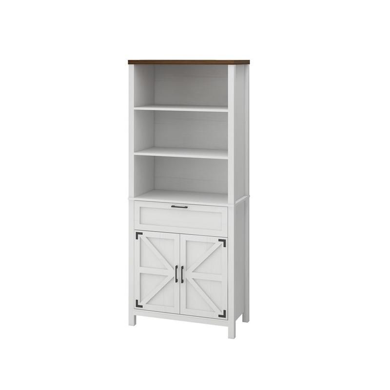Whizmax Farmhouse Storage Cabinet, 5 Shelf Bookshelf, Versatile Storage Cabinet with Doors and Adjustable Shelves (White), 1 of 5