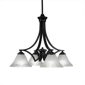 Toltec Lighting Zilo 4 - Light Chandelier in  Matte Black with 7" Frosted Crystal Shade - 1 of 1