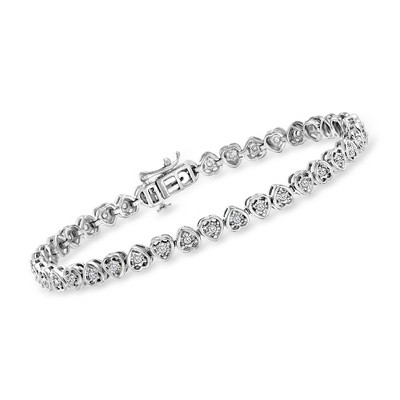 Ross-Simons 0.50 ct. t.w. Diamond Heart Tennis Bracelet in Sterling Silver
