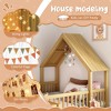 Sapphtopaz Wooden House Floor Bed Frame for Kids with Roof & Guardrails Double Platform Bed for Kids Bedroom, Playroom, Nursery - 3 of 4