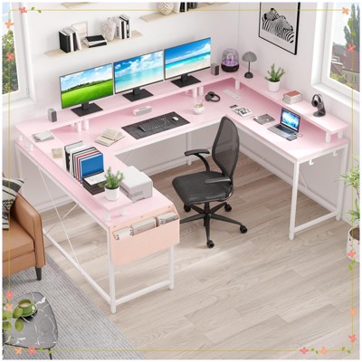 78" U-Shaped Gaming Desk - Reversible L-Shaped Computer Desk with Power Outlets