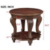 LIVAREEmlen 22'' Retro Round End Table, Solid Wood Sofa Side Table with Shelf, Living Room Corner Table Easy Assemble - 2 of 4
