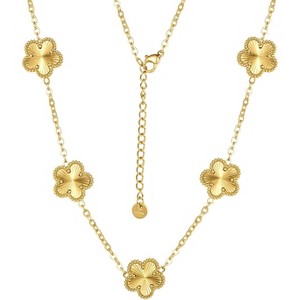 18K Gold Plated Clover Necklace for Women, Stainless Steel Four Leaf Pendant, Adjustable Dainty Lucky Jewelry Gift - 1 of 4