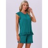 INSPIRE CHIC Women's Cute Ruffle Trim Cap Sleeve Tops and Shorts 2 Piece Pajama Sets - 2 of 4