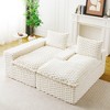 95.7'' Turtle Velvet L-Shaped Sectional Sofas with Twin-Seat and Left Chaise, Convertible Between L-Shape and Straight Shape, Includes 5 Pillows - 4 of 4