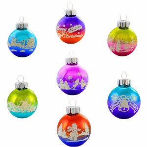 Christopher Radko 1.25 In Flocked Rounds Shiny Brite Vintage Style Tree Ornament Sets - 1 of 4