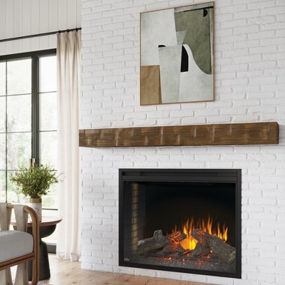 Bodie 48" Mocha Distressed Wood Fireplace Mantel Shelf