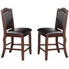 DOMETOUR Dark Brown Wood Finish Set of 2 Counter Height Chairs Faux Leather Upholstery  Seat Back Kitchen Dining Room Chair - 4 of 4