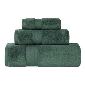 Chevron Zero Twist Cotton Solid and Jacquard Hand Towel Set of 6 by Blue Nile Mills - 1 of 4