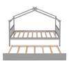 NicBex Twin Size Loft Bed Roof Shape Pine Bed Frame with Twin Trundle and Headboards for Bedroom, No Box Spring Required - 3 of 4
