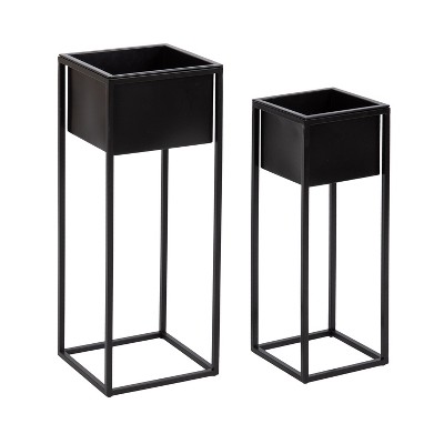 Kate And Laurel Palade Rectangle Metal Freestanding Planter, 2 Piece ...