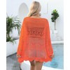 Coolmee Women's Crochet Cardigan Solid Lightweight Tie Front Tops Hollow Out Beach Cover Up Long Sleeves Summer Knit Cover Cardigan One Size Orange - 4 of 4