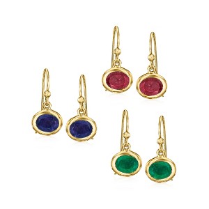 Ross-Simons 10.00 ct. t.w. Multi-Gemstone Jewelry Set: 3 Pairs Of Drop Earrings in 18kt Gold Over Sterling - 1 of 4