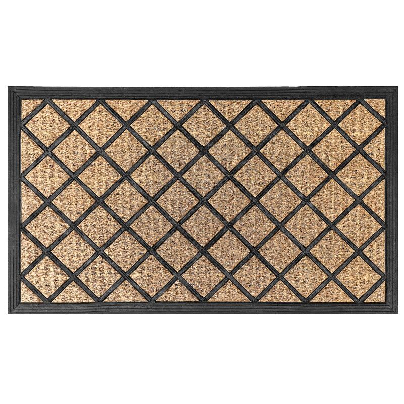 Kate Aurora Lenox Hill Lattice Coir Bristled Outdoor All Season Welcome Mat With Rubber Trim - 18"x30", 1 of 6