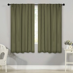 Classic Modern Solid Room Darkening Semi-Blackout Curtains, Back Tabs, Set of 2 by Blue Nile Mills - 1 of 4