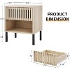 Angel Sar Modern Night Stand Set 2, Wood Bedside Table with Fluted Design, Vertical Grid Drawer, Open Storage Space & Metal Legs, Wood - 2 of 4