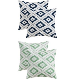 REGALWOVEN 4 Pcs Geometric Pattern Soft Short Plush Decorative Throw Pillow Covers - 1 of 4