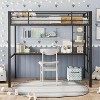 Twin Size Metal Loft Bed with Large Desk and Storage Shelves, Heavy-Duty Steel Frame with Safety Guardrail & Ladder, Space-Saving Loft Bed - 3 of 4