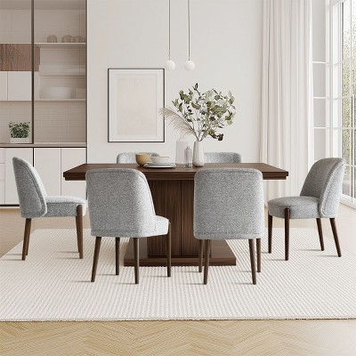 Upholstered Dining Chair​ Set of 6,Solid Wood Dining Chair with Beech Legs Mid Century Modern Dining Room Chair for Kitchen,Dining Room-Tanpinhause