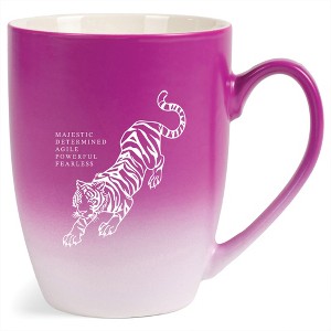 Elanze Designs 12 Ounce Ceramic Decorative Laser Engraved Giftable Novelty Tea Coffee Cup Mug Pink and White Tiger Majestic Determined Agile Powerful - 1 of 4