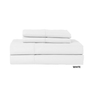 Hotel Concepts 500 Thread Count Sateen Sheet - 4 Piece Set - White - 1 of 4