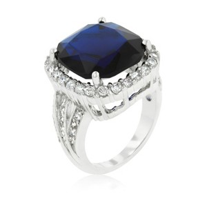 Slickblue Women's Deep Blue Sapphire Cocktail Ring, 21.1 Ct Prong Setting, Rhodium Finish, Size 5-10 - 1 of 4