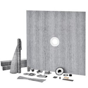 VEVOR Shower Curb Kit, 72"x72" Shower Pan Kit with 2" PVC Central Flange, 4" Stainless Steel Grate, Waterproof Shower Curb & Membrane & Strip, Grey - 1 of 4