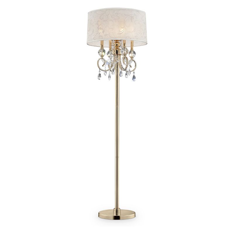 63&#34; Antique Crystal Floor Lamp with Crystals (Includes CFL Light Bulb) Gold - Ore International, 1 of 5