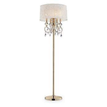 63" Antique Crystal Floor Lamp with Crystals (Includes CFL Light Bulb) Gold - Ore International