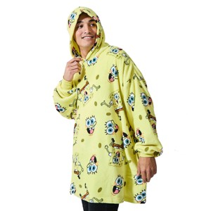 Spongebob Squarepants All-Over Print Yellow Long Sleeve Oversized Hoodie Wearable Blanket-OSFA - 1 of 4