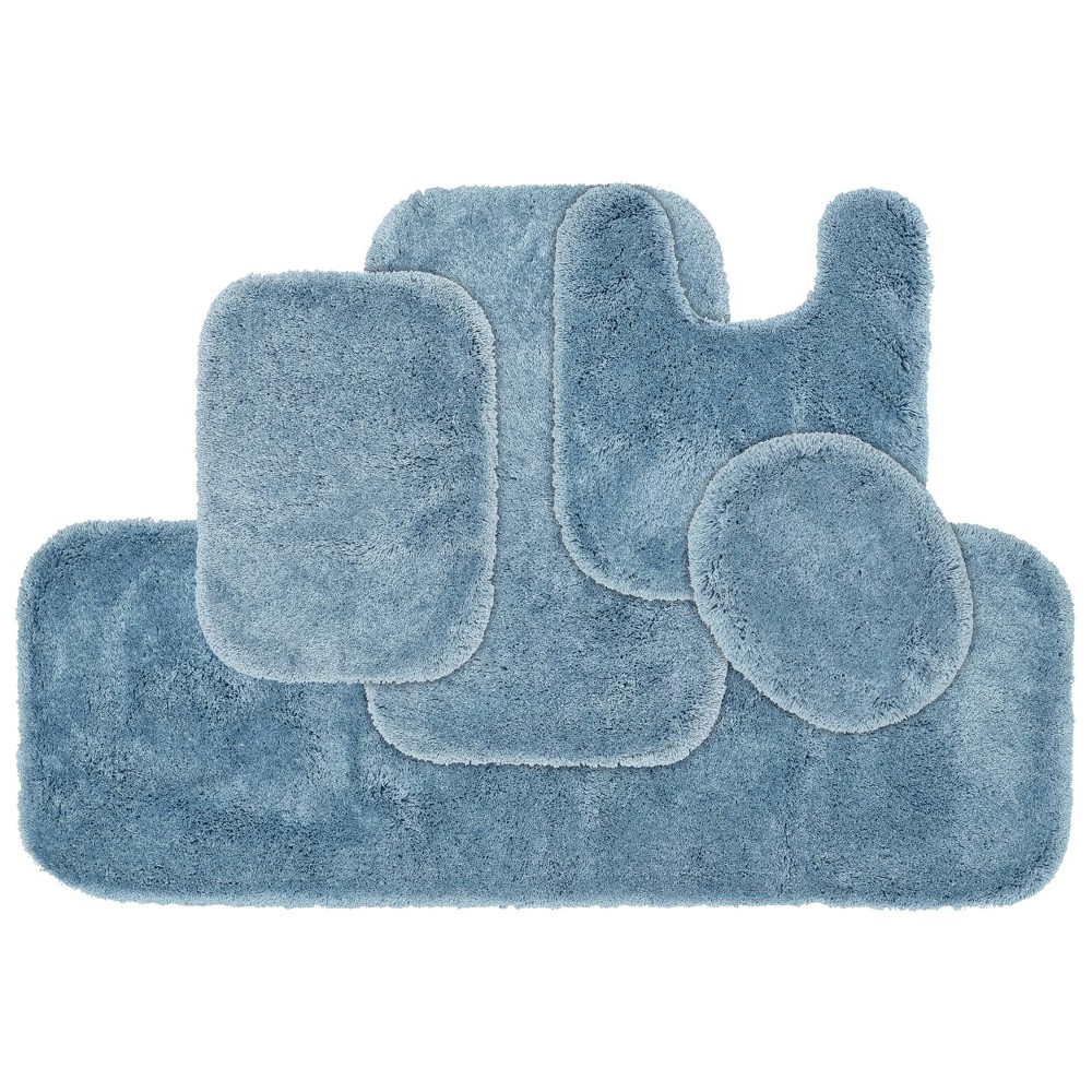 Photos - Bath Mat 5pc Finest Ultra Luxury Plush Washable Bath Rug Set Basin Blue - Garland Rug