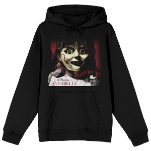 Annabelle Found You Face Art Long Sleeve Women's Black Hooded Sweatshirt-Medium - 1 of 3