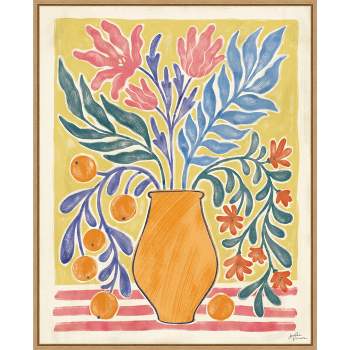 23" x 28" Cyprus and Orange Still Life V by Janelle Penner Framed Canvas Wall Art Print - Amanti Art