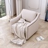 360° Swivel Armchair, Cotton Linen Upholstery, Brass Nail Details, Ergonomic Design, Wooden Legs, Comfortable Living Room Chair - 3 of 4