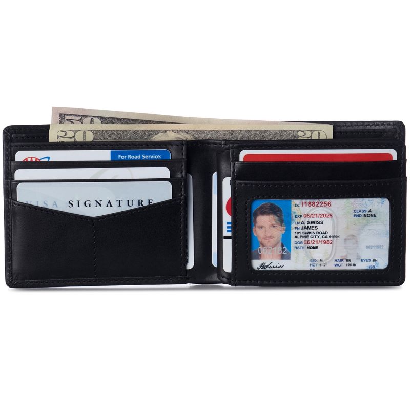 Alpine Swiss Nolan Mens RFID Protected Bifold Wallet Genuine Leather Comes in a Gift Box, 2 of 7