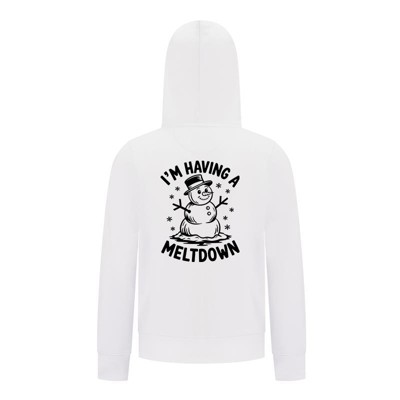 Everyday Kids Christmas Collection I’m Having a Meltdown Zip Up Hoodie – Funny Snowman Holiday Sweatshirt - White