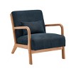 Natural Wooden Lounge Chair with Ribbed Corduroy Upholstery and Cushion for Living Room, Bedroom or Reading Corner-The Pop Home - 3 of 4