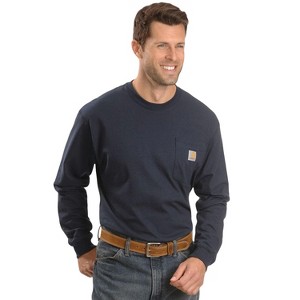 Carhartt Men's Loose Fit Heavyweight Long Sleeve Logo Pocket Work T-Shirt - K126NVY_X5 - 1 of 2