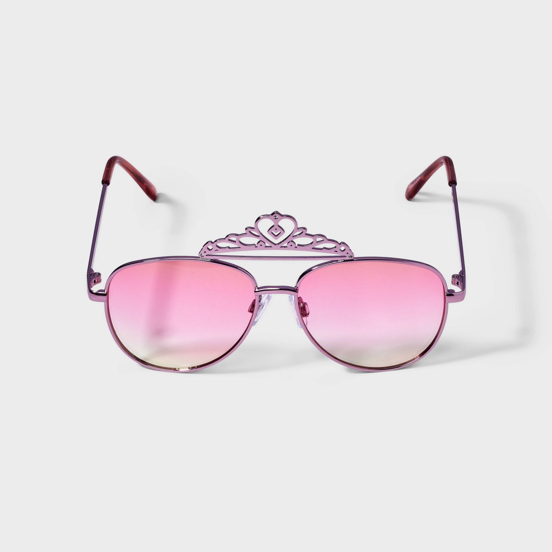 Girls' Crown Aviator Sunglasses - Cat & Jack™ Metallic Pink: UV Protection, Adjustable Nose Pads