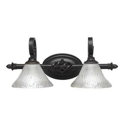 Toltec Lighting Elegante 2 - Light Vanity in  Dark Granite with 7" Frosted Crystal Shade