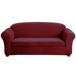 Stretch Royal Diamond Sofa Slipcover Wine - Sure Fit, Red